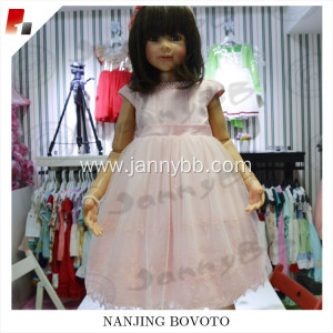 JannyBB pink satin lovely lace toddler dress